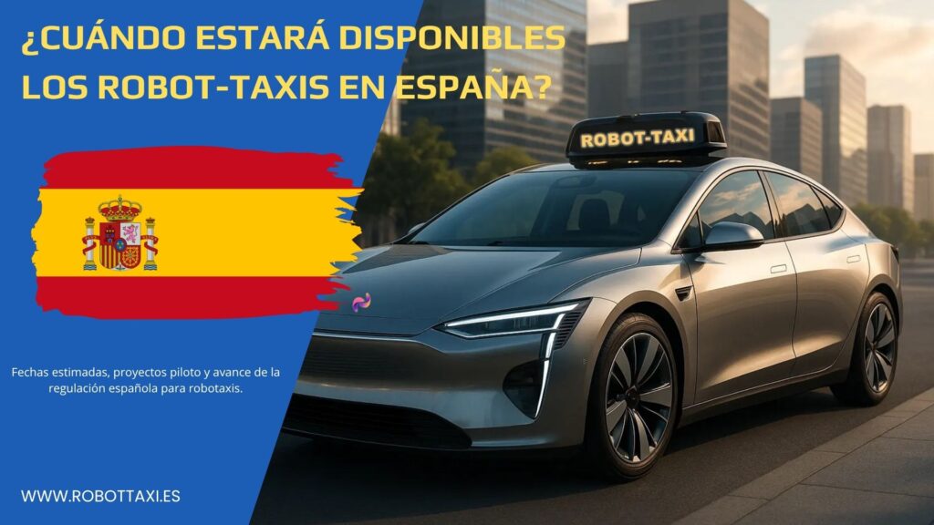 ¿Cuándo estará disponibles 
los robot-taxis en España?, coche autonomo circulando por ciudad.