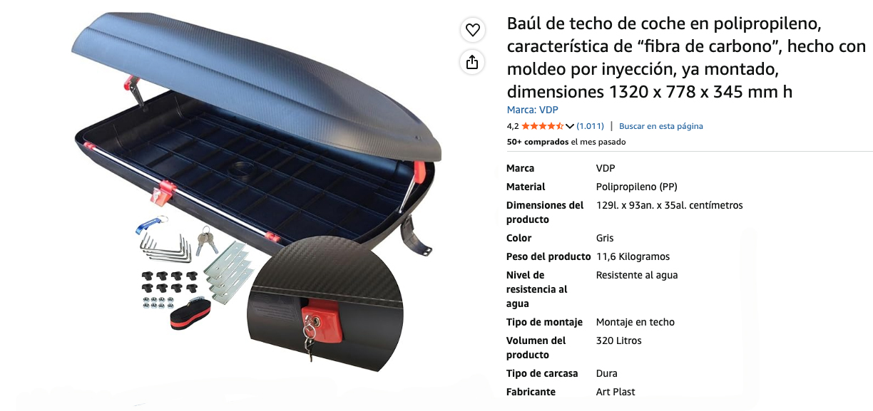 Detalle y características del cofre de VDP Xtreme, color negro.