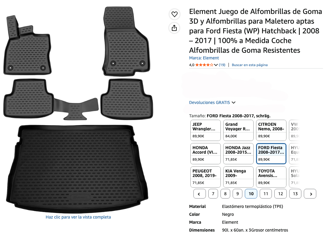 Especificaciones del producto, Element Alfombrillas de Goma – Máxima protección, valoraciones y precio en Amazon.