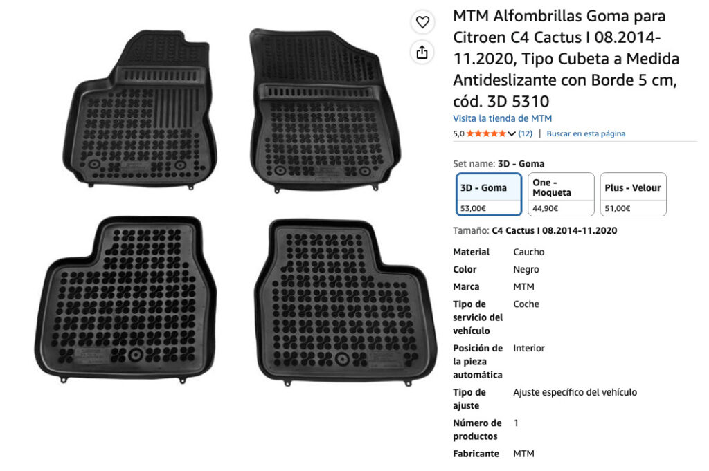 Especificaciones del producto, alfombrillas MTM Alfombrillas de goma, valoraciones y en Amazon.