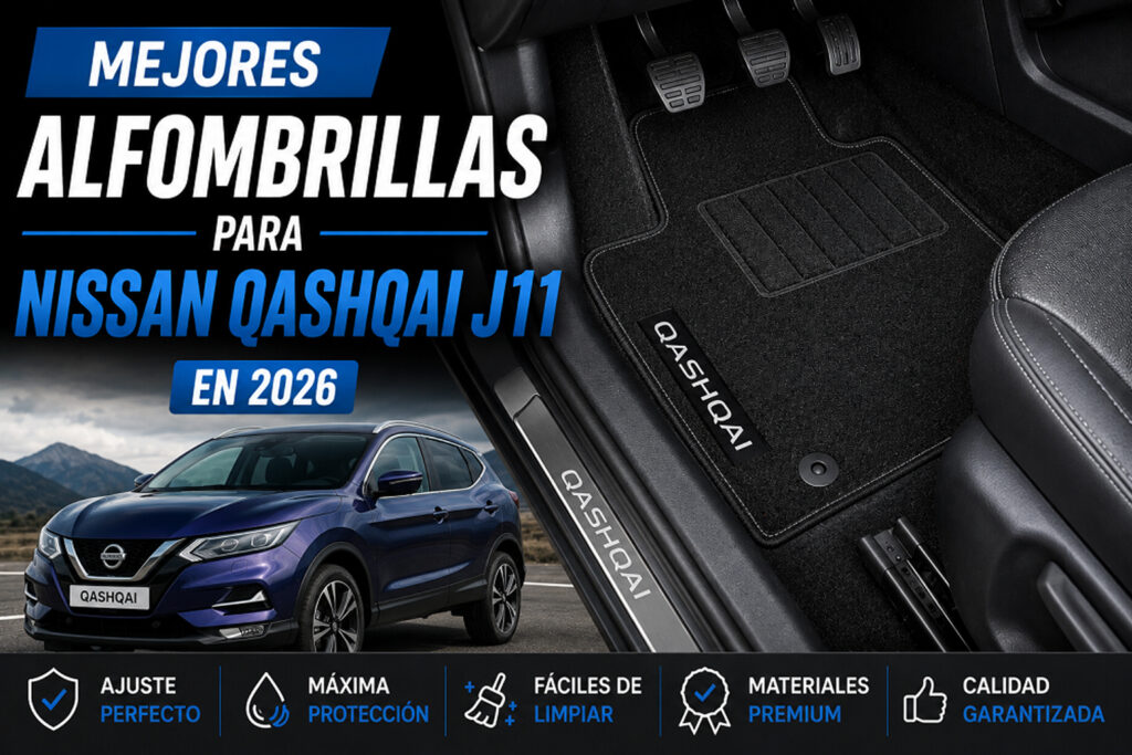 Mejores alfombrillas para Nissan Qashqai J11 en 2026, interior del vehículo con alfombrillas premium a medida, ajuste perfecto, máxima protección y fácil limpieza.