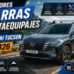 Mejores barras portaequipajes para Hyundai Tucson en 2026, Dacia Duster con barras de techo de aluminio para transportar cofres, bicicletas y equipaje, comparativa de accesorios para viajes y carga