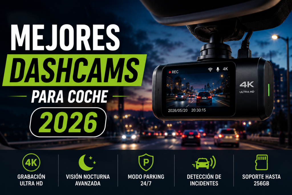 Interior de un vehículo equipado con una dascam en el retrovisor interior