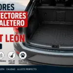 Maletero de Seat León protegido con bandeja a medida resistente al agua, barro y suciedad