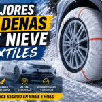 Comparativa de las mejores cadenas de nieve textiles con los modelos Goodyear, Michelin, ARLUM y SNOWGO para conducir con seguridad sobre nieve e hielo.
