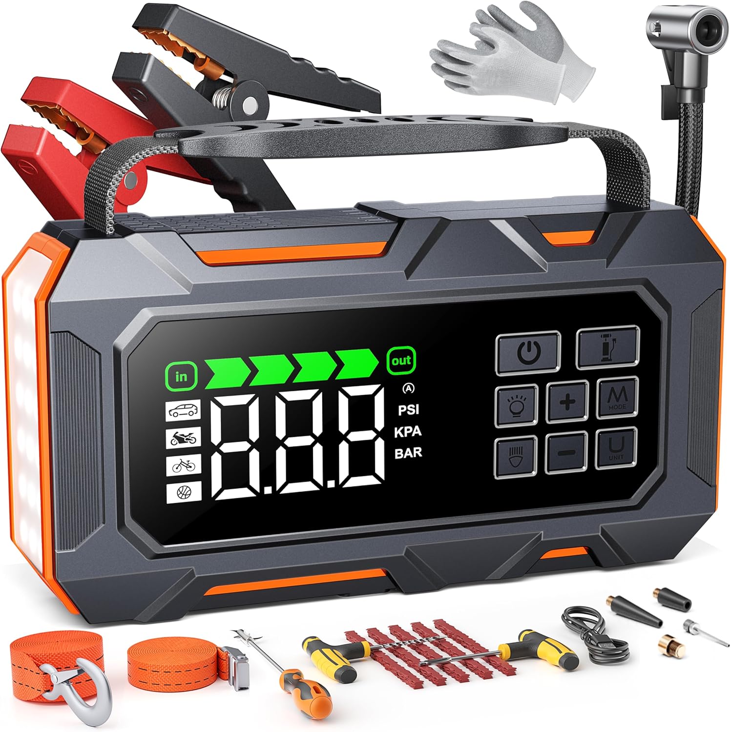 Arrancador portátilpara coche TACKLIFE T8 Pro, accesorios del aparato.